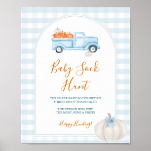 Lite Pumpkin Blue Lastbil Gingham Baby Sock Hunt Poster