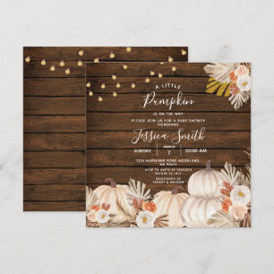Lite Pumpkin Boho Baby Shower Wood Inbjudningar