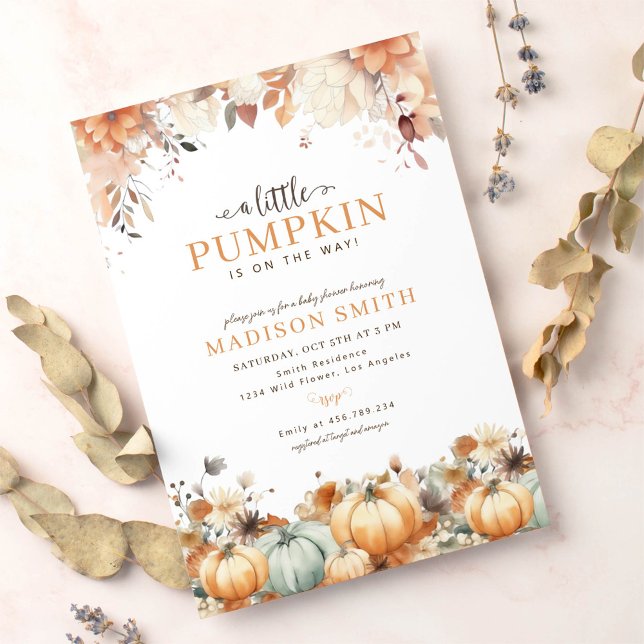 Lite Pumpkin Boho Fall Baby Shower Inbjudningar (Skapare uppladdad)