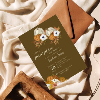 Lite Pumpkin | Fall | Blommigtens babydusch Inbjudningar