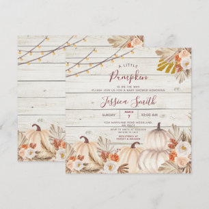 Lite Pumpkin Fall i Kärlek Wood Baby Shower Inbjudningar