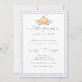 Lite Pumpkin | Gingham | Baby Shower Inbjudan