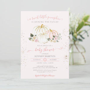Lite Pumpkin Rosa White Girl Baby Shower Invit Inbjudningar