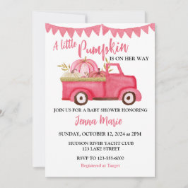 Lite Pumpkin Rustic Rosa Lastbil BABY SHOWER Inbjudningar