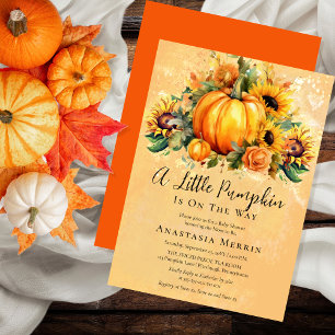 Lite Pumpkin Solblommor blommar Babyskor Inbjudningar