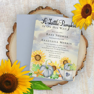 Lite Pumpkin Solblommor Boy Shower Inbjudningar