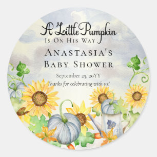 Lite Pumpkin Solblommor Boy Shower Runt Klistermärke