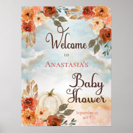 Lite Pumpkin | Välkomsthälsning för Blommigt Baby  Poster