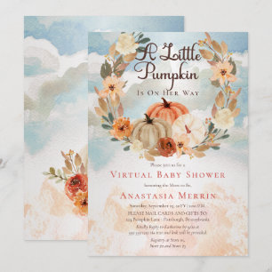 Lite Pumpkin Virtuella babyskor för Blommigt Fli Inbjudningar