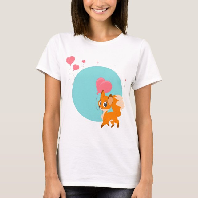 Lite räv med en ballong tee (Framsida)