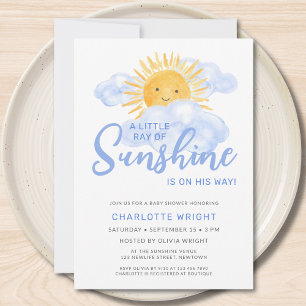 Lite Ray av Sunshine Boy's Baby Shower Inbjudningar