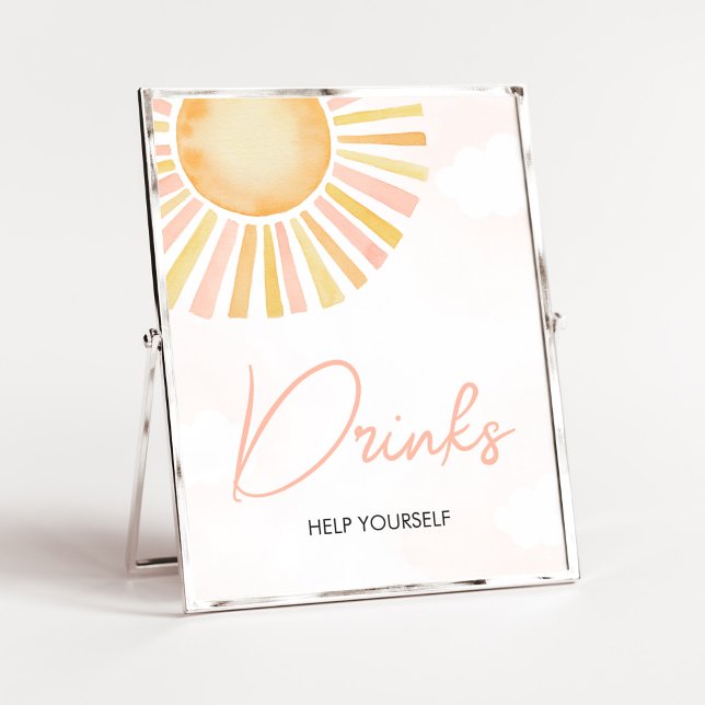 Lite Ray från Sunshine Baby Shower Drinks Poster (You Are My Sunshine Baby Shower Drinks Sign)