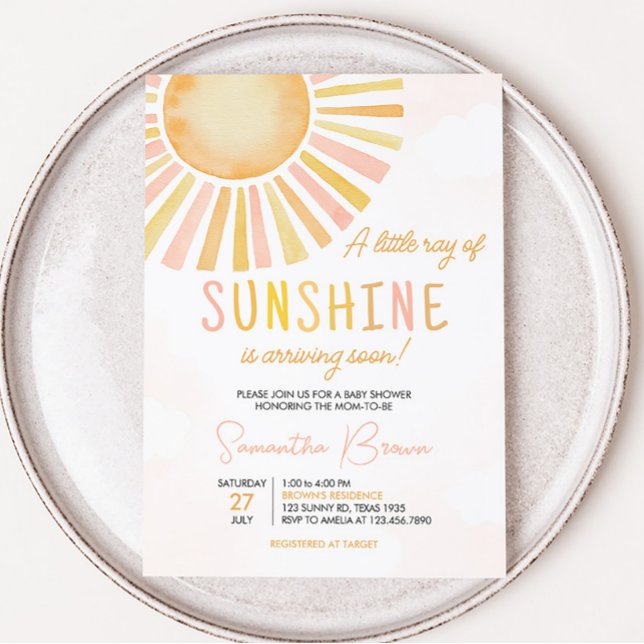 Lite Ray från Sunshine Baby Shower Inbjudningar (You Are My Sunshine Baby Shower Invitation)
