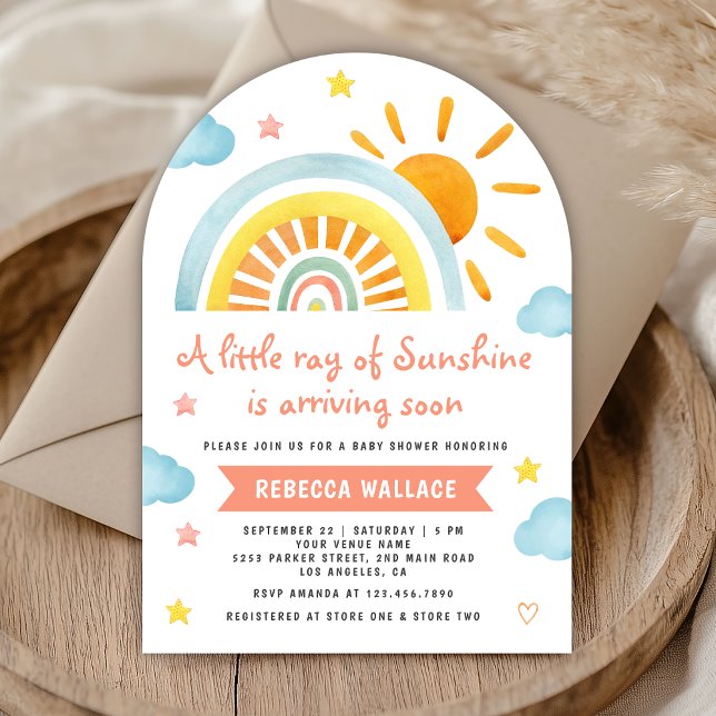 Lite Ray från Sunshine Rainbow Arch Baby Shower Inbjudningar (Skapare uppladdad)