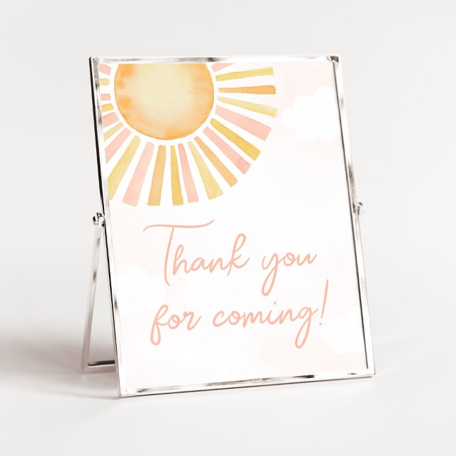 Lite Ray of Sunshine Tack för att du kom Poster (You Are My Sunshine Baby Shower Thank you for Coming Sign)