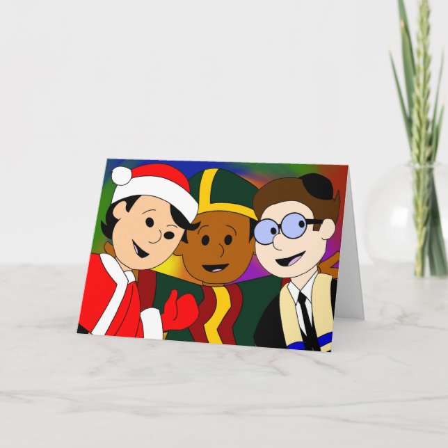 Lite regnbågetecknader: Bögen Julhälsningar Helgkort (Framsida)