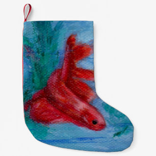 Lite röd Betta fisk Liten Julstrumpa