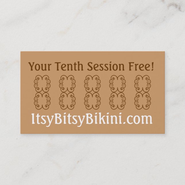 Lite röd bikini visitkort (Framsida)