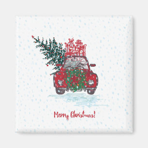 Lite röd julbil magnet