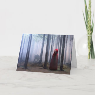 Lite röd ridninghuva på Halloween Kort