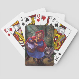 Lite röd ridninghuva spel kort