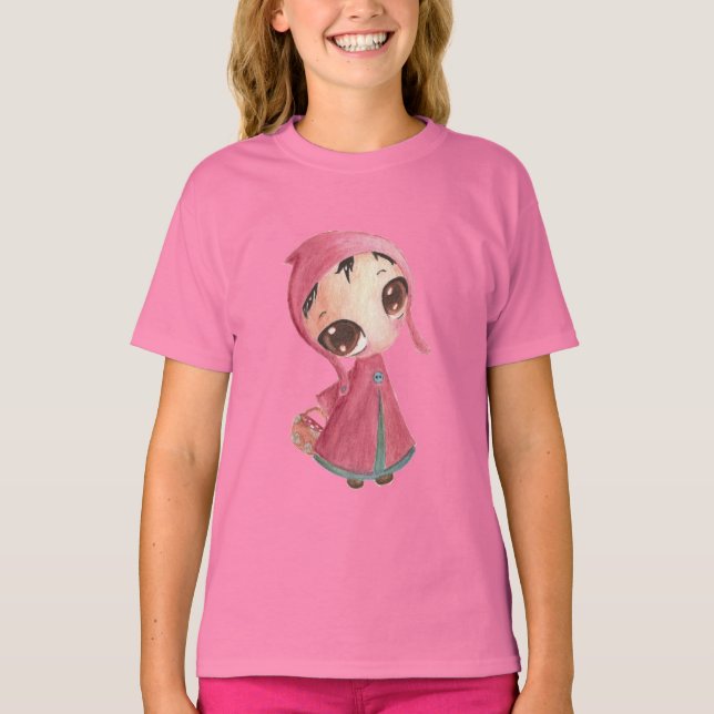 Lite röd ridninghuva tee (Framsida)