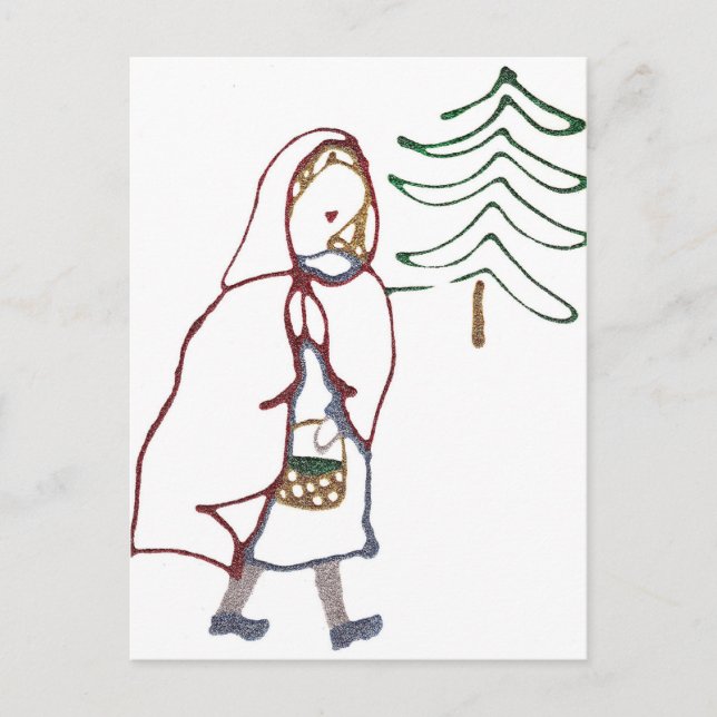 Lite röd ridninghuva vykort (Framsida)