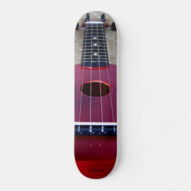 Lite röd Ukulele Old School Skateboard Bräda 21,6 Cm (Framsida)