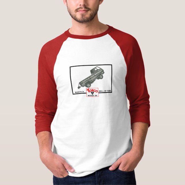 Lite röd vagn 3/4 sleeveRaglan - manar Tee Shirt (Framsida)