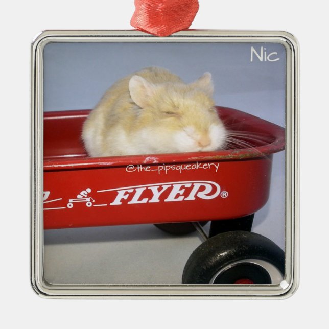 Lite röd vagn! julgransprydnad metall (Framsidan)