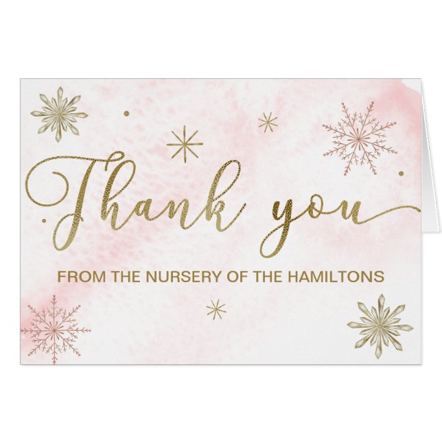 Lite Rosa Baby Shower Tack Hälsningskort (Framsidan Horizontal)