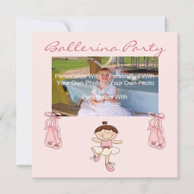 Lite rosa Ballerinapartyinbjudan Inbjudningar (Framsida)