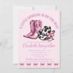 Lite Rosa Bows Baby Shower Inbjudningar