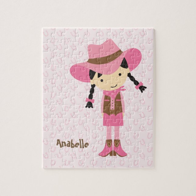 Lite rosa Cowgirl {brunetten} Pussel (Vertikal)