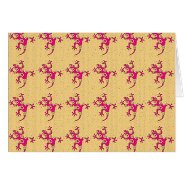 Lite rosa Geckos Hälsningskort (Framsidan Horizontal)