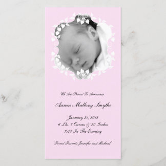 Lite Rosa Girl Girl Nyfödd bebis Photo Card Meddelande