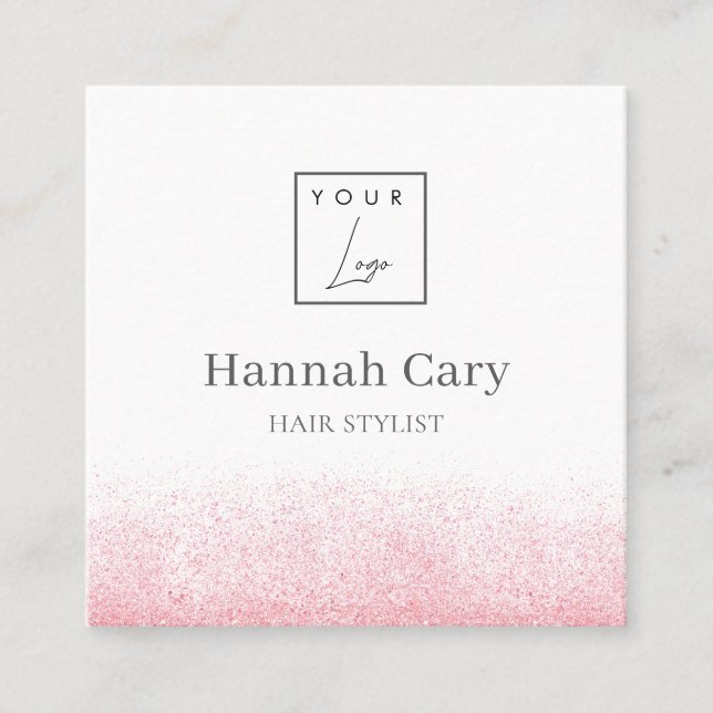 Lite Rosa Glitter Beauty Salon Fyrkantigt Visitkort (Framsida)