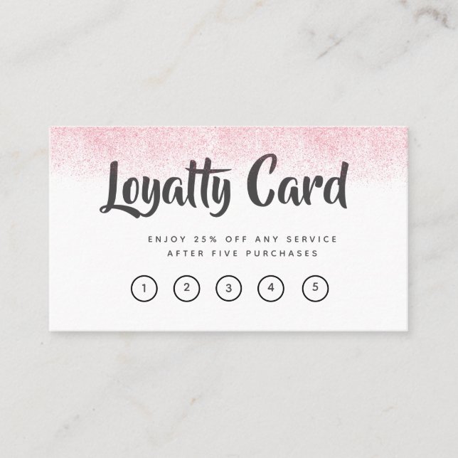 Lite Rosa Glitter Beauty Salon Lojalitetskort (Framsida)