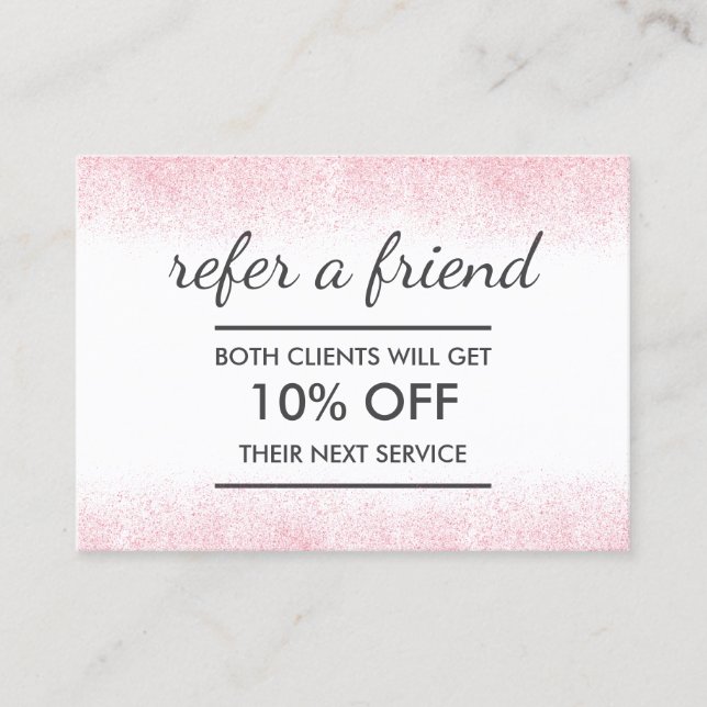 Lite Rosa Glitter Beauty Salon Rabattkort (Framsida)