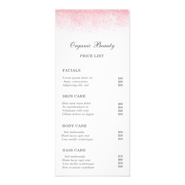Lite Rosa Glitter Beauty Salon Reklamkort (Framsidan)