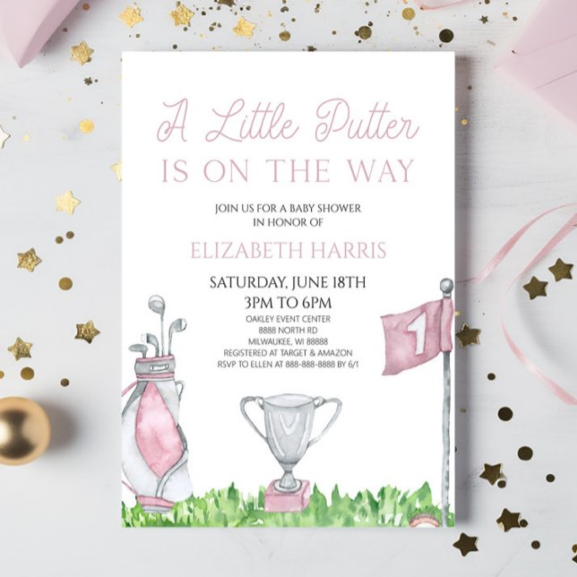 Lite Rosa Golf Baby Shower Inbjudningar (Skapare uppladdad)
