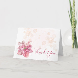 Lite rosa snowflake rosa poinsettia-foto tack kort