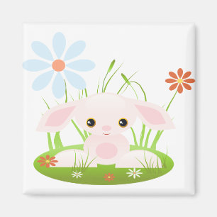 Lite rosababykanin med blommor magnet