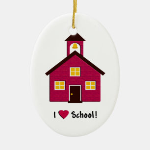 Lite rött skola huset som jag älskar skolar julgransprydnad keramik