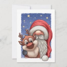 Lite Santa och hans lite ren Julkort