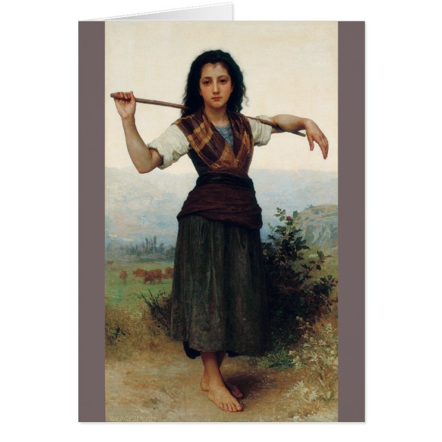 Lite shepherdessen vid Bouguereau Hälsningskort (Framsidan)