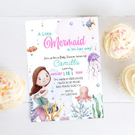 Lite Sjöjungfru Baby Shower Party Inbjudningar