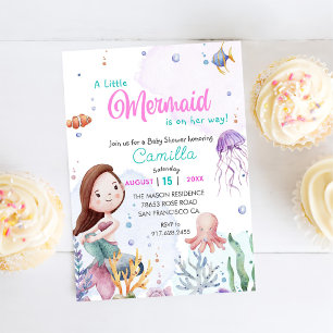 Lite Sjöjungfru Baby Shower Party Inbjudningar