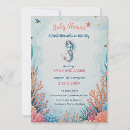 Lite Sjöjungfru Babykläder Vattenfärg under havet Inbjudningar