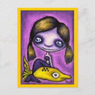 Lite sjöjungfru på en haj taxi vykort